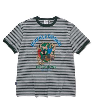 멀티 스트라이프 세일러 맨 반팔 티셔츠 그레이_FS2KT32U