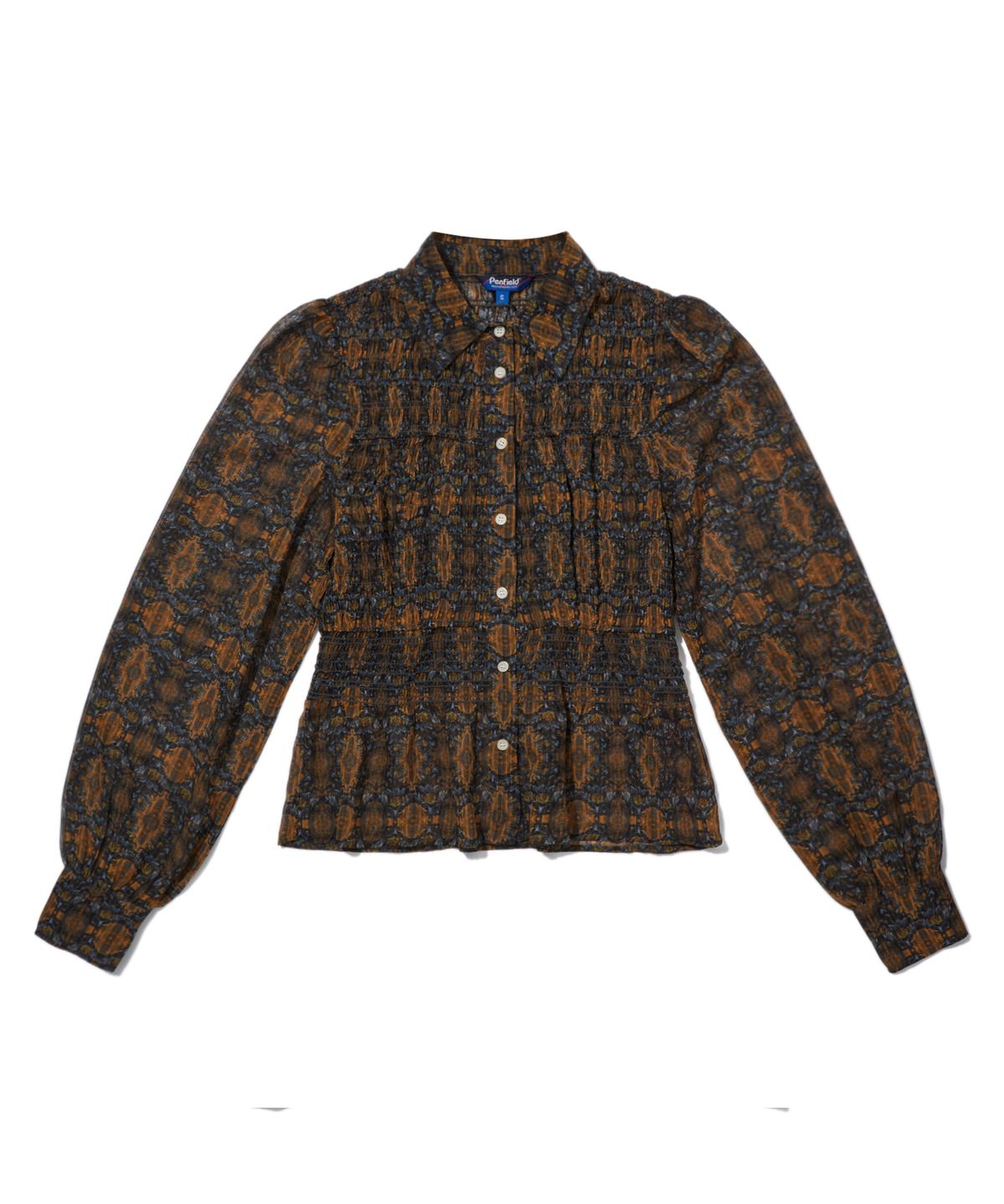 펜필드(PENFIELD) 플라워 패턴 스모킹 블라우스 블랙_FS1WR31F