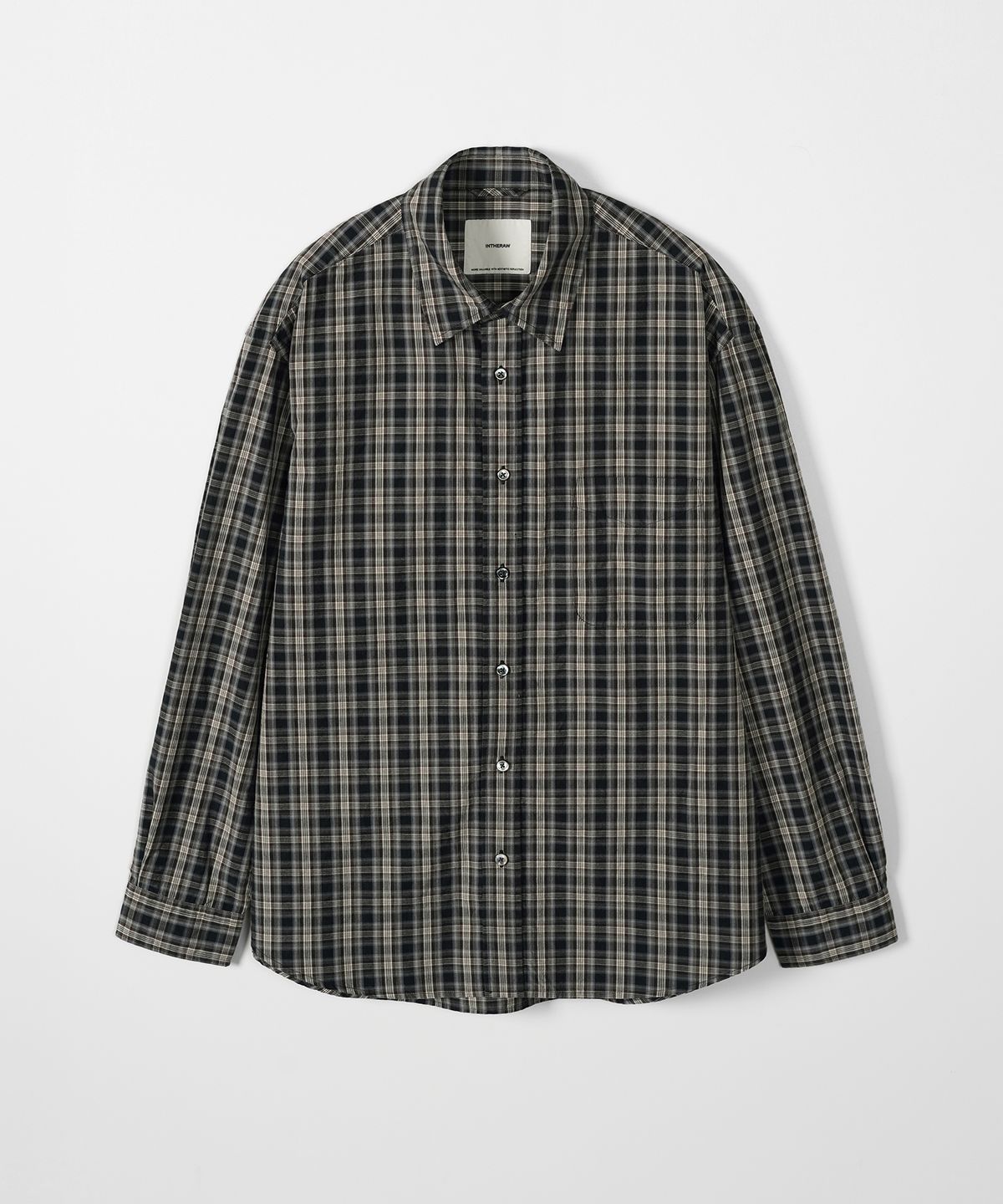인더로우(INTHERAW) COTTON PLAID CHECKED SHIRT - CHARCOAL BROWN