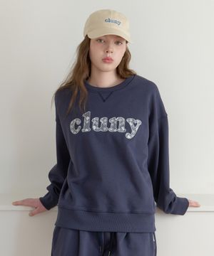 Lace mood cluny logo sweatshirt - navy
