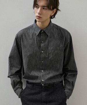 모던 스트라이프 셔츠 - 블랙