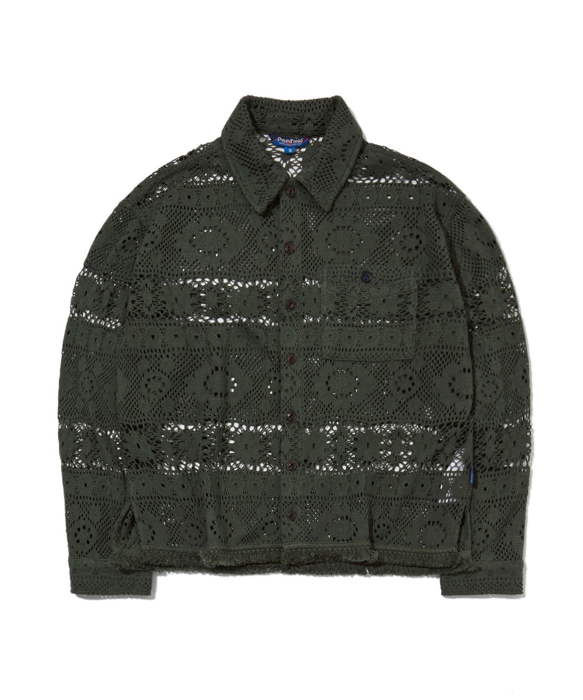 펜필드(PENFIELD) 프린지 크로셰 셔츠 올리브_FS1CT01U