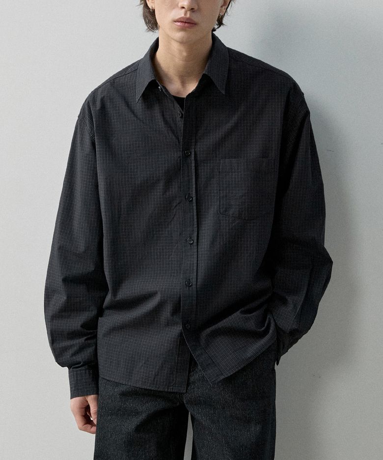 오버핏 모던 체크 셔츠