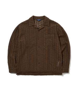 플라워 크로셰 오픈 카라 셔츠 다크브라운_FS1WR15U