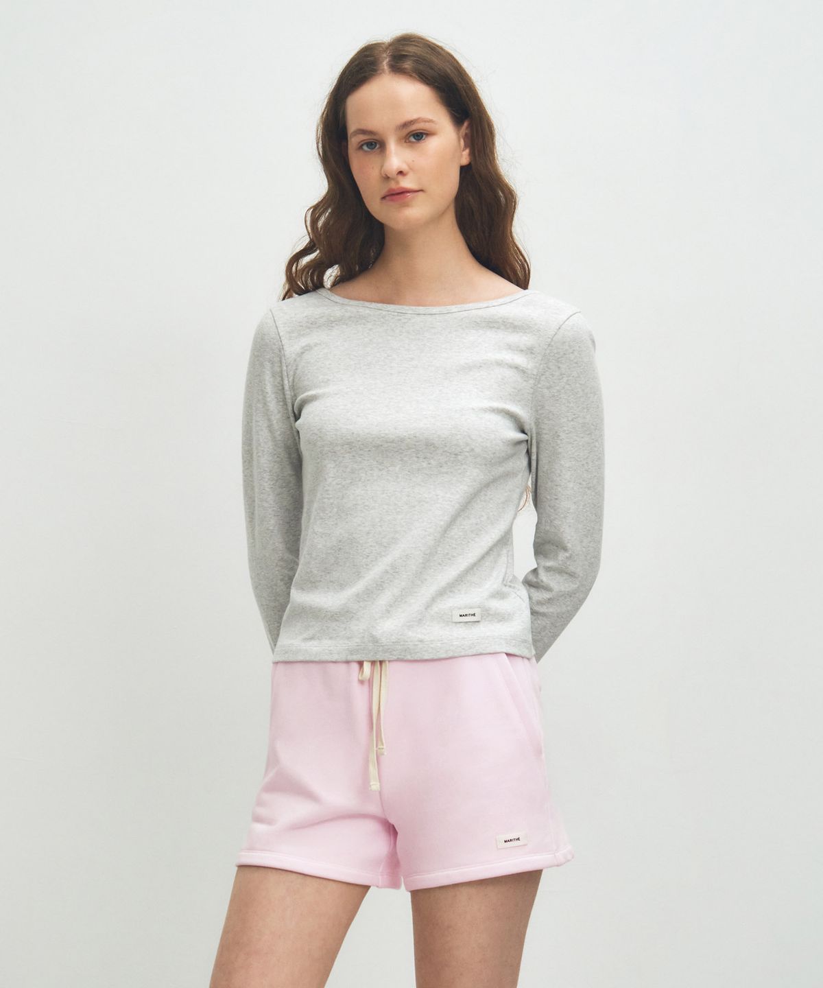마리떼 프랑소와 저버(MARITHÉ + FRANҪOIS GIRBAUD) W BASIC SCOOP BACK LONG SLEEVE light heather gray