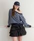 Stripe off shoulder sweatshirt - navy