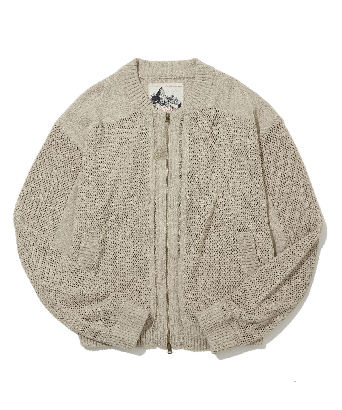 펜필드(PENFIELD) 포르티코 크루넥 집업 점퍼 아이보리_FS2NJ44U