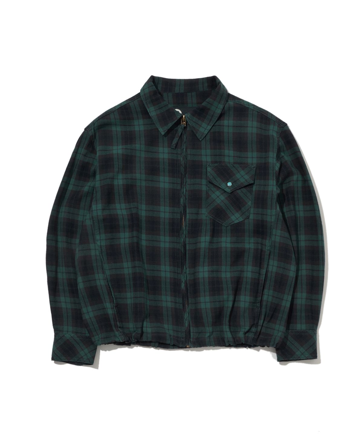 펜필드(PENFIELD) 워시드 코튼 체크 집업 셔츠 그린_FS1WJ06U