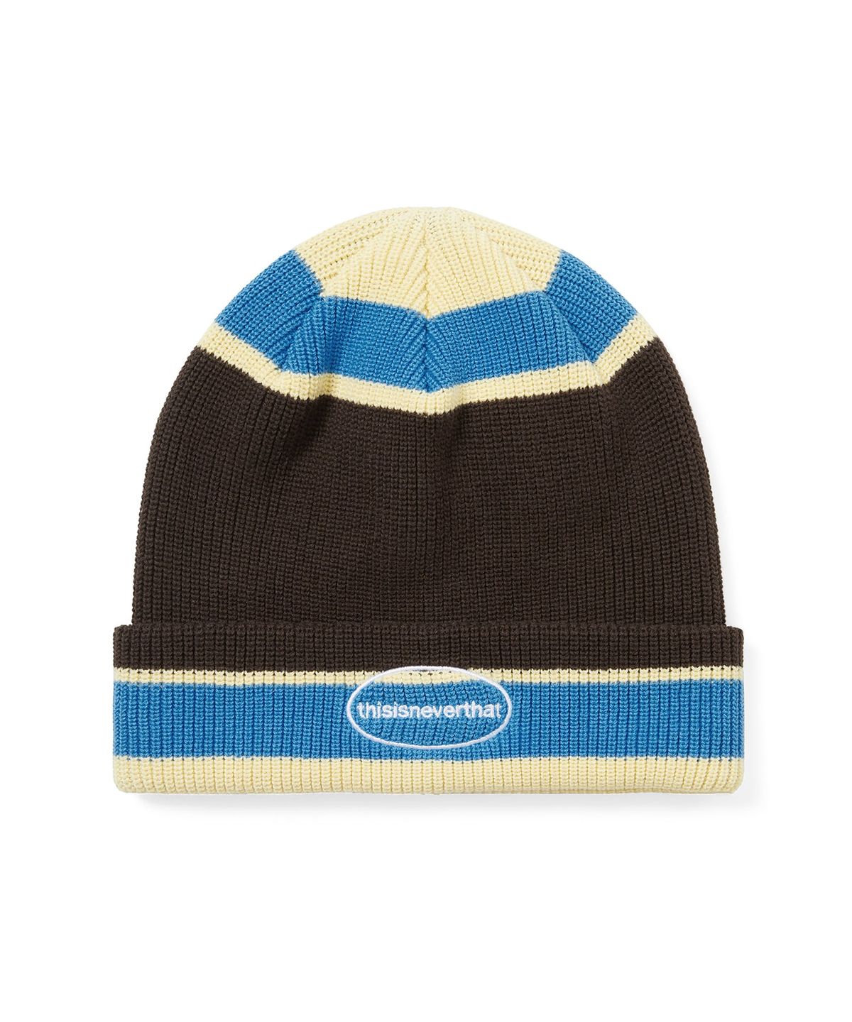 디스이즈네버댓(THISISNEVERTHAT) E/T-Logo Multi Striped Beanie Brown