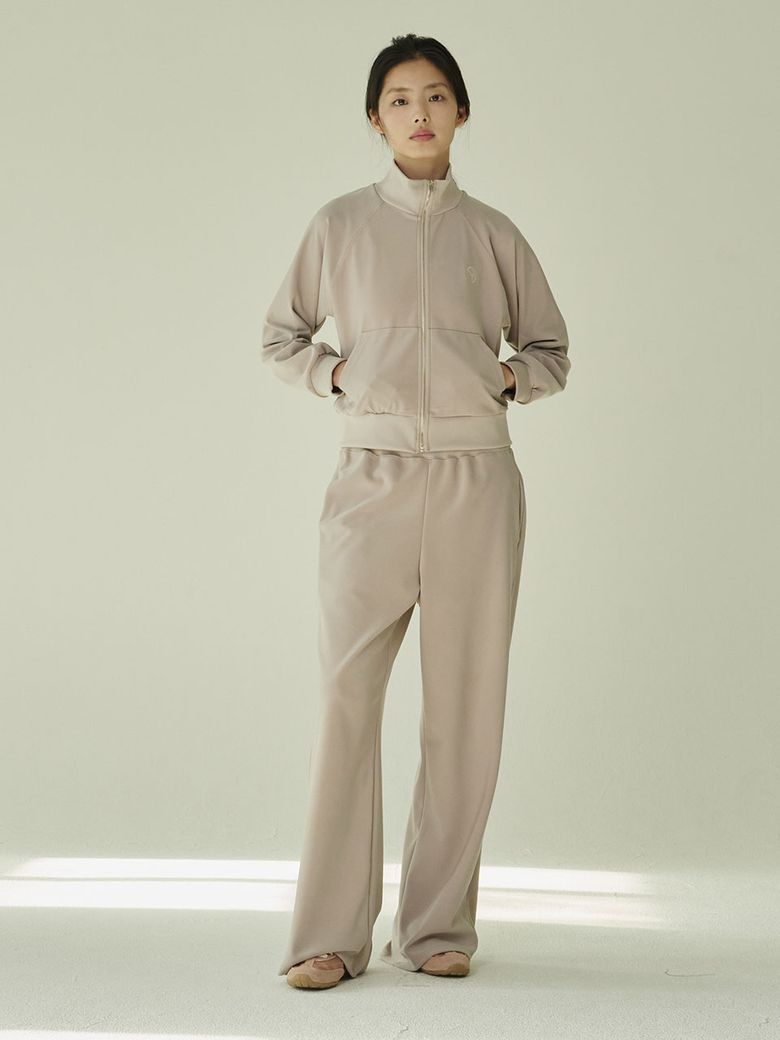 스트레치 져지 집업 셋업 - 베이지/ Stretch Jersey Zip‑Up Set - Beige