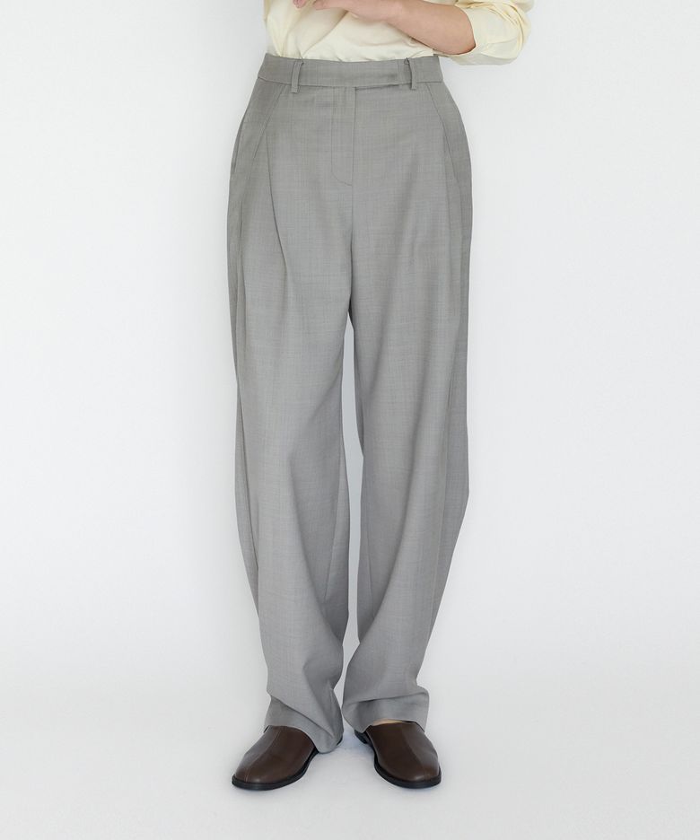 Wool Side Tuck Belted 2-Way Wide Slacks(Grayish Beige)