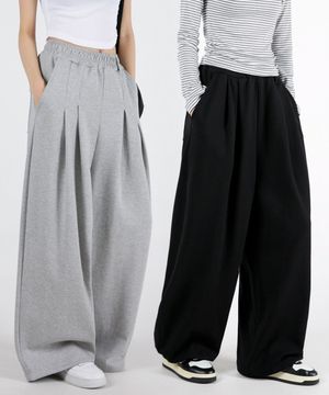 여자 더블핀턱 와이드스트링 스웨트팬츠 3COLOR