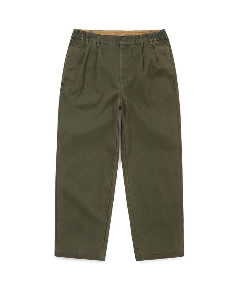 Double Pleated Wide Pant Dark Olive