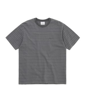 Washed Striped Tee Grey