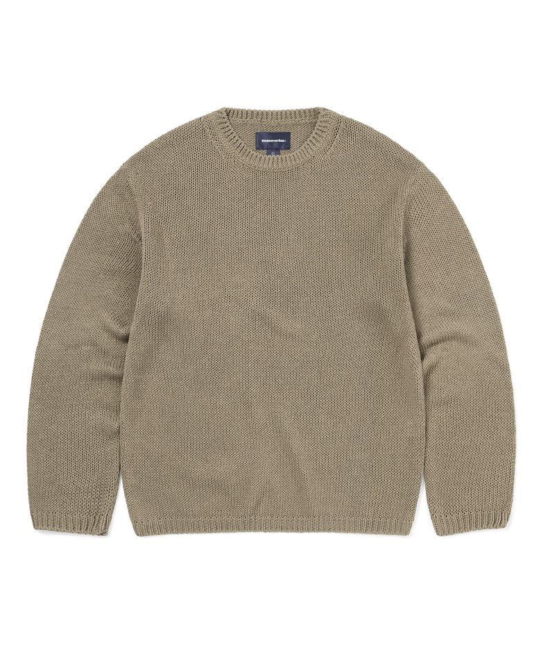 Loose Gauge Knit Crew Light Brown