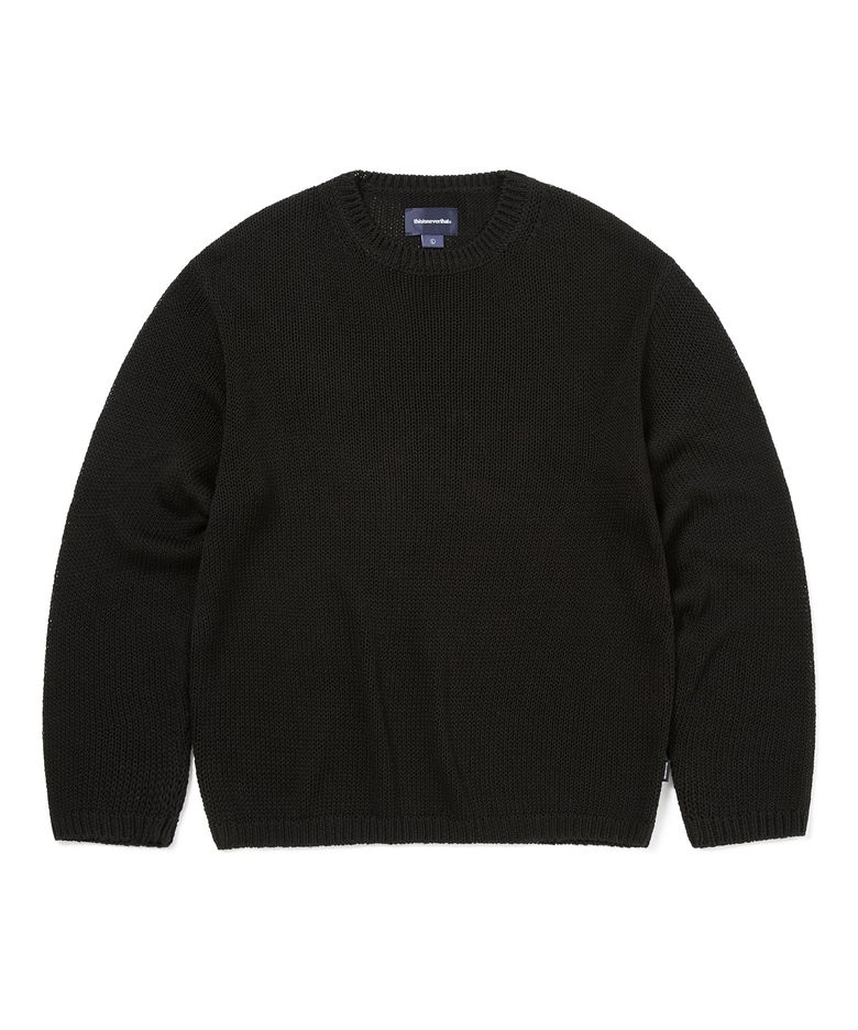 Loose Gauge Knit Crew Black