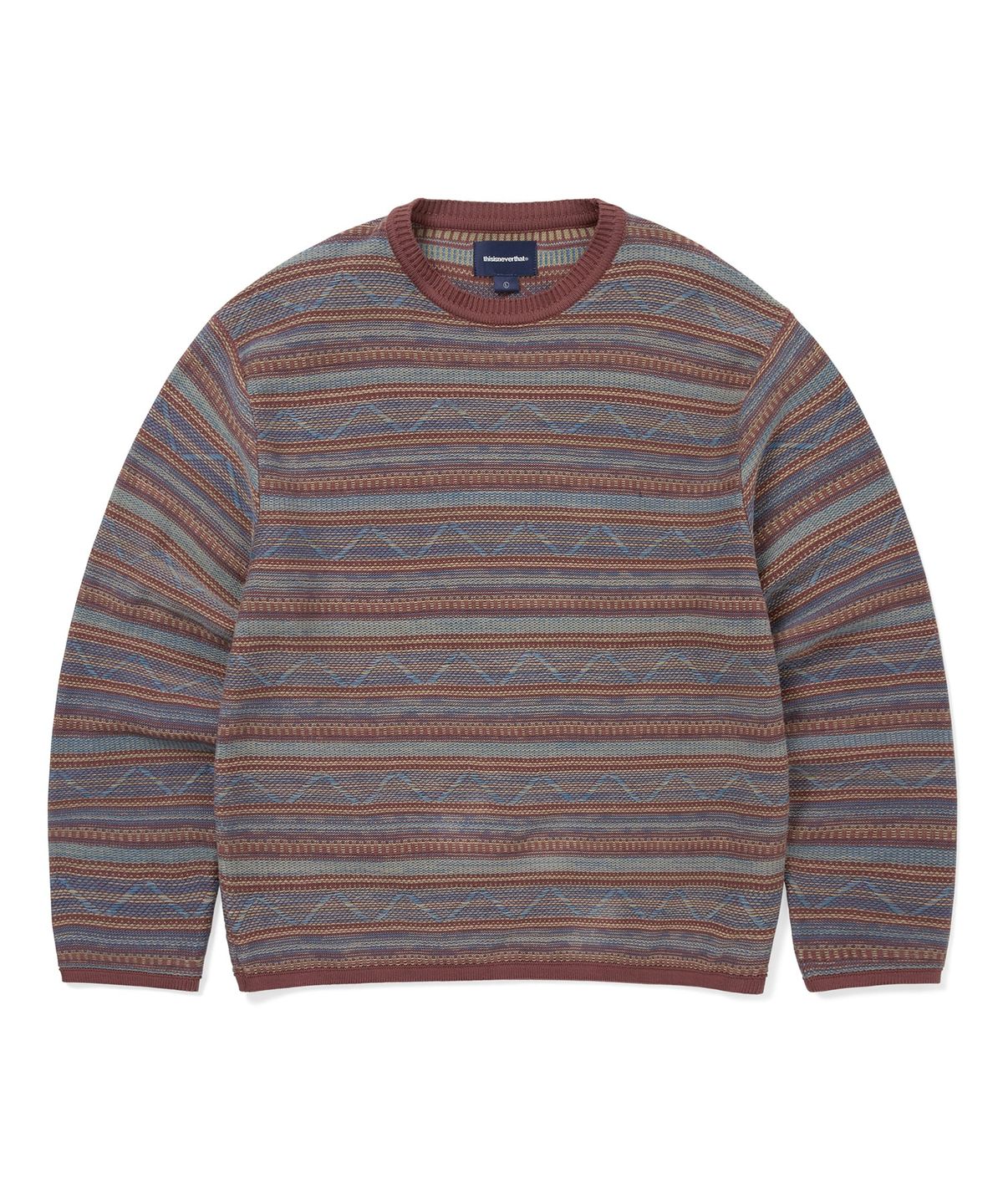 디스이즈네버댓(THISISNEVERTHAT) Pattern Knit Crew Magenta