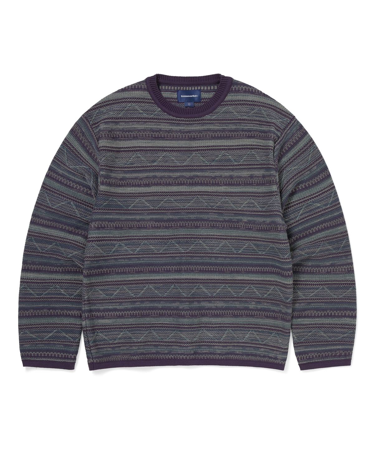 디스이즈네버댓(THISISNEVERTHAT) Pattern Knit Crew Dark Purple