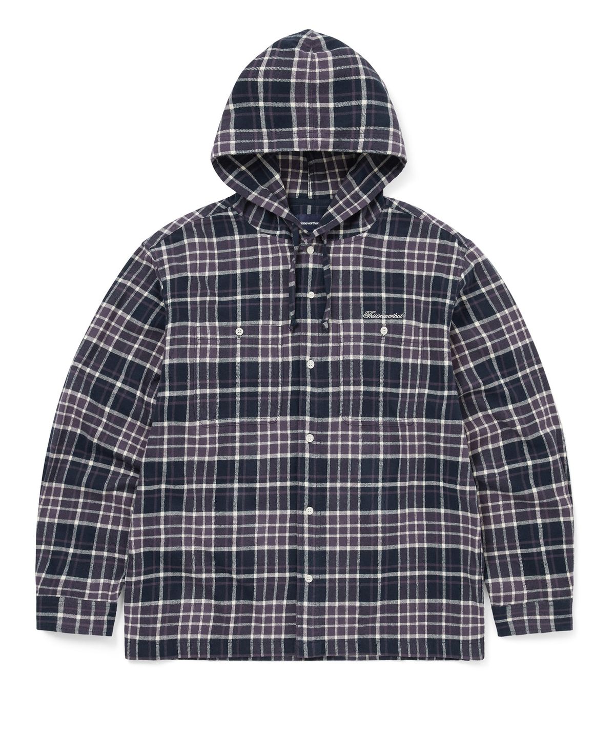 디스이즈네버댓(THISISNEVERTHAT) Flannel Hooded Check Shirt Purple