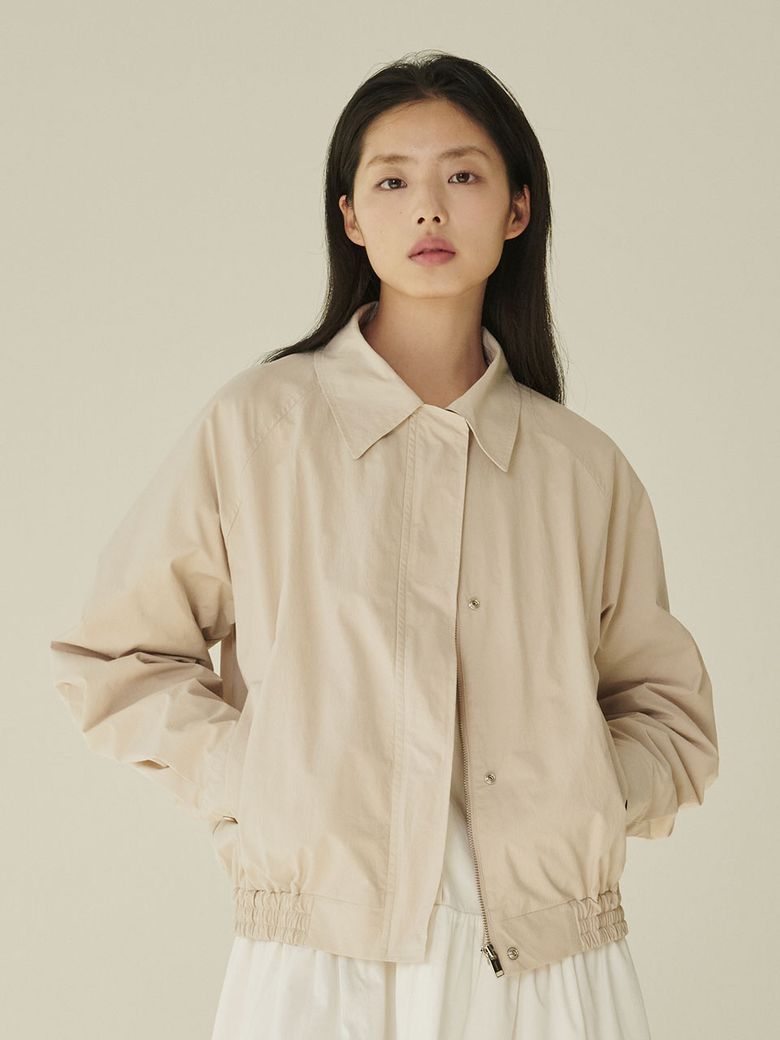 코튼 블랜드 봄버 자켓 - 라이트 베이지/ Cotton Blend Bomber Jacket - L.Beige