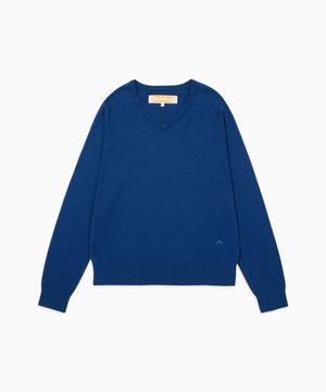 HS V-neck L/S Knit_Deep Blue