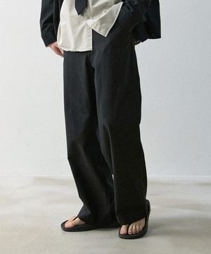 텐셀 코튼 와이드 트라우져 - 워시드 블랙