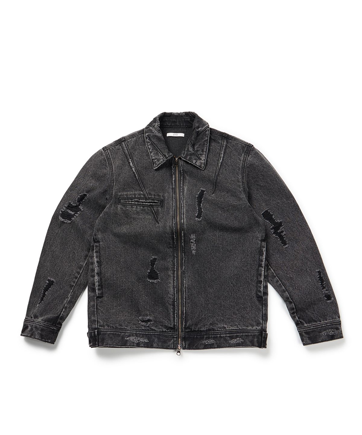 이티씨이(ETCE) DESTROYED DART TRUCKER JACKET (BLACK)