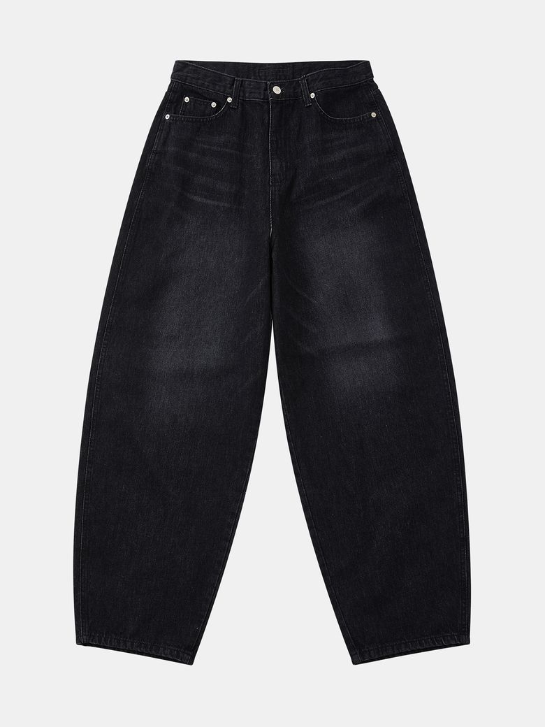 커브드핏 블랙 워싱 데님 팬츠 DJN114