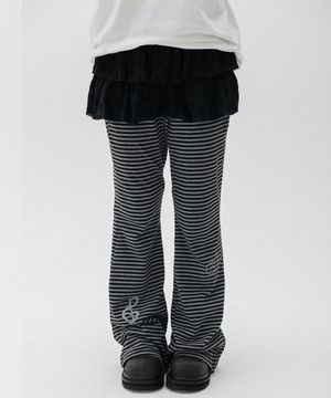 스트라이프 캉캉 스커트 팬츠_블랙