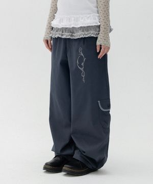 카고 와이드 코튼팬츠_네이비