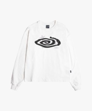 데님 아플리케 롱슬리브 티_White : RADIANT171