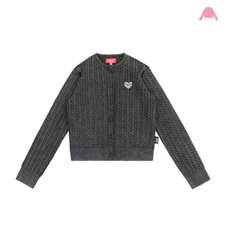 [적립금 10%] IB 하트 피그먼트 케이블 가디건_IB61CD609