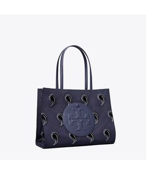 엘라 프린티드 스몰 토트 - 미디움 네이비 파자마 프린트