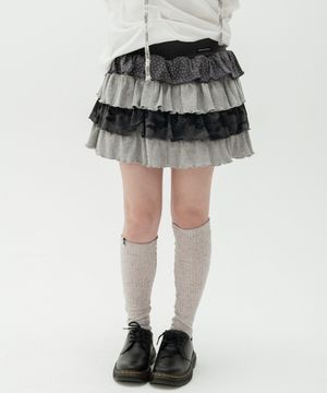 캉캉 레이어드 미니스커트_그레이