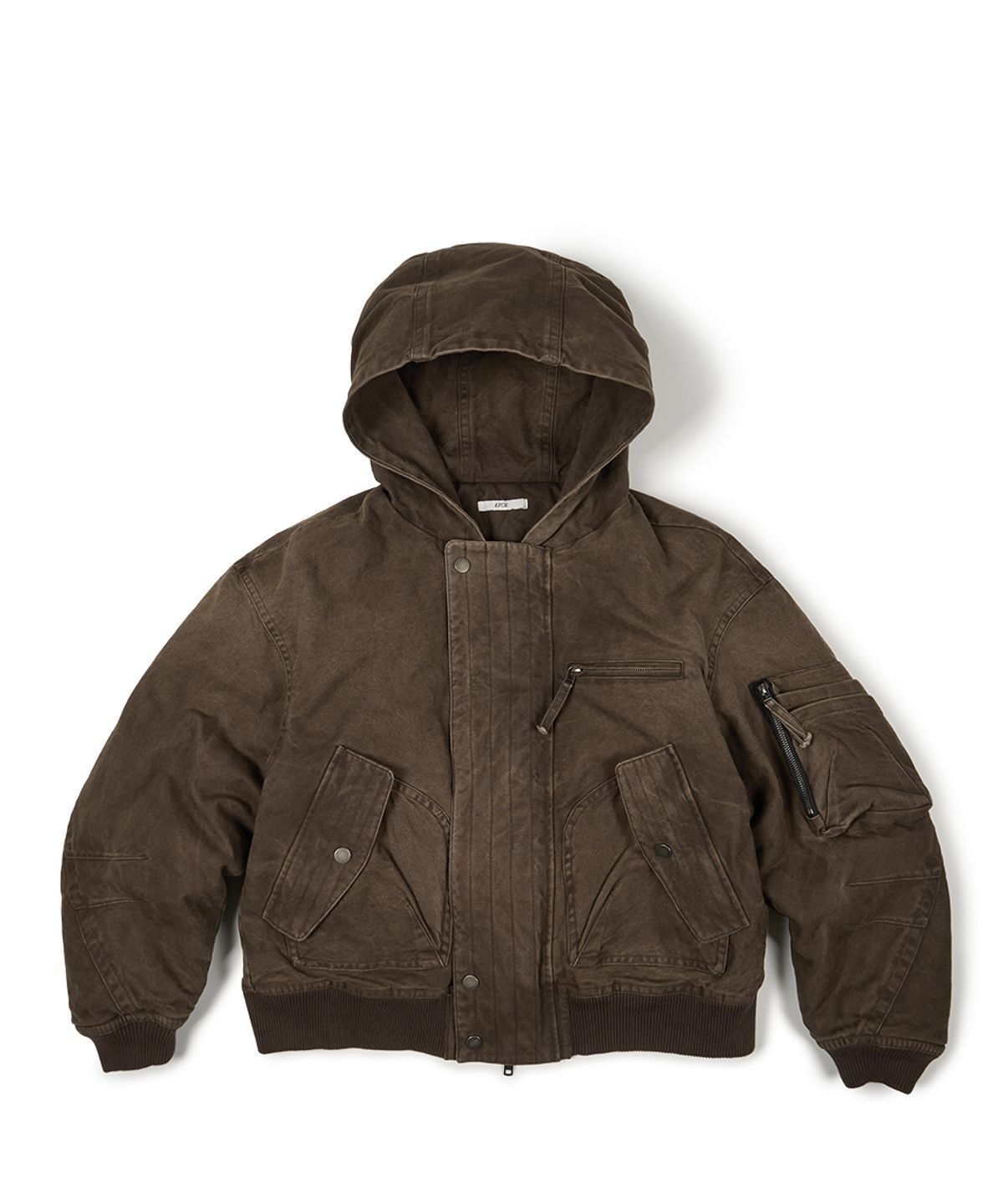 이티씨이(ETCE) WASHED HOOD FLAP BOMBER (BROWN)