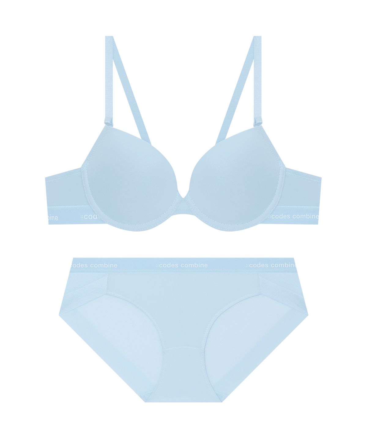 코데즈컴바인 이너웨어(CODES COMBINE INNERWEAR) [브라1+팬티2 세트] 쉘론 톤온톤밴드 브라 햄팬티 세트_베이비블루
