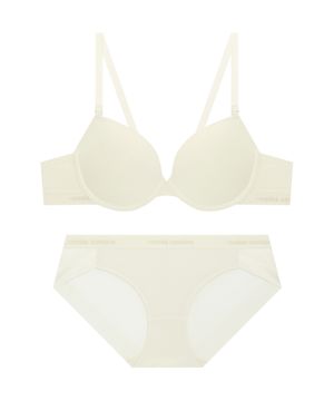 [브라1+팬티2 세트] 쉘론 톤온톤밴드 브라 햄팬티 세트_크림