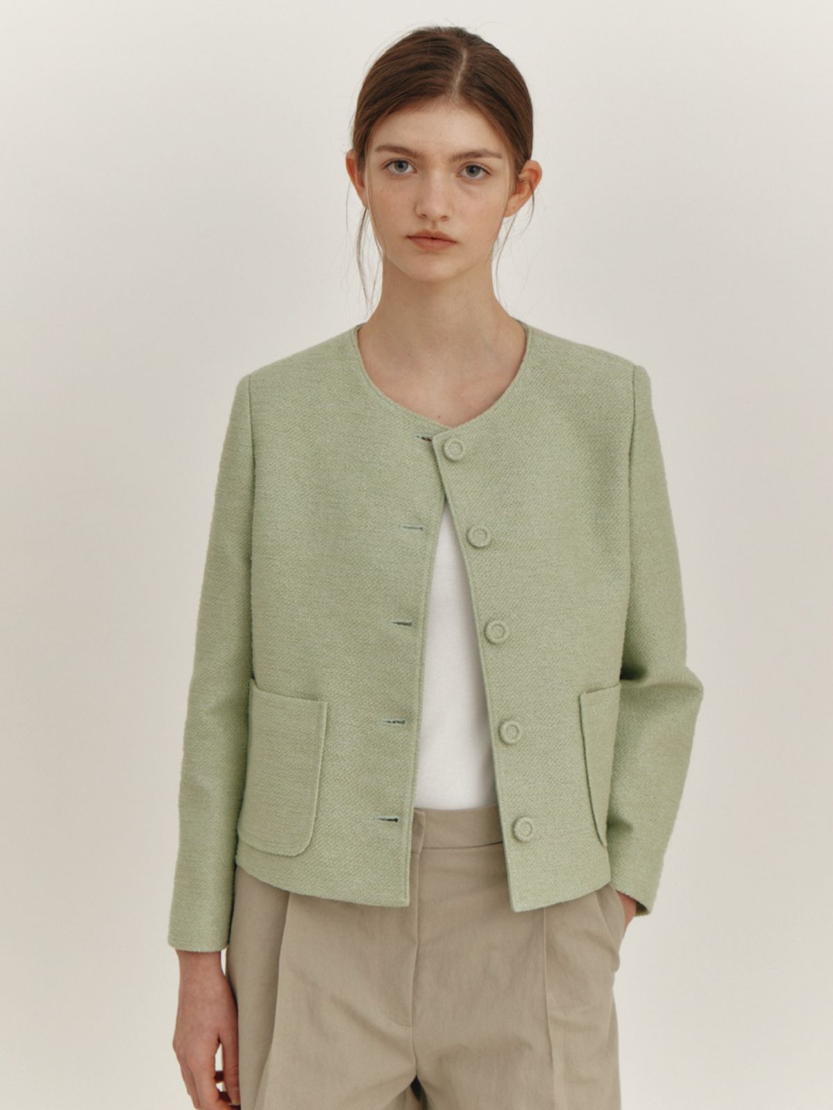 더라이(THERYE) Classic Tweed Jacket(Green)