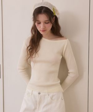 Golgi one off shoulder knit - ivory