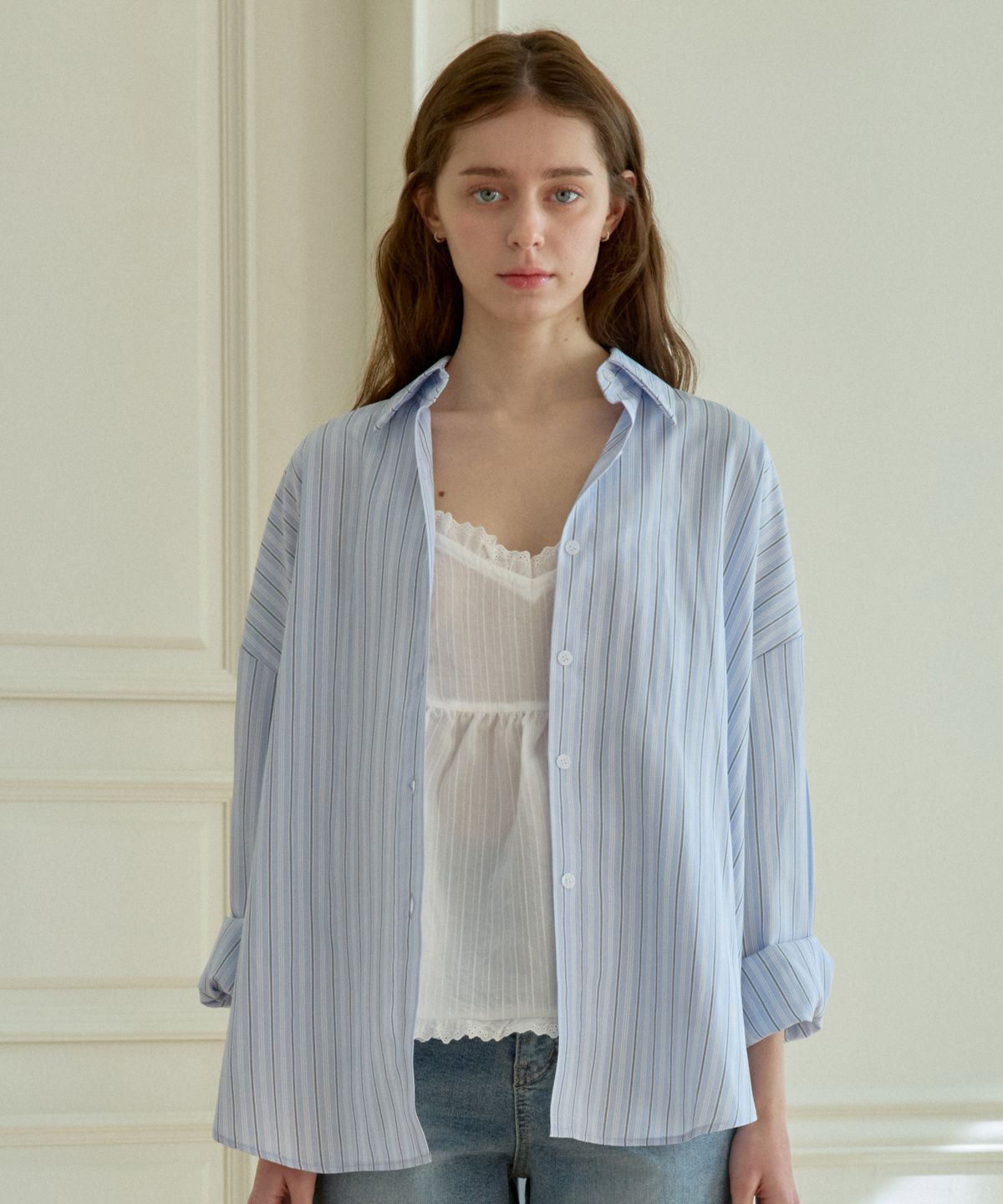핑크파인애플(PINK PINEAPPLE) MILD STRIPE SHIRT_SKY BLUE