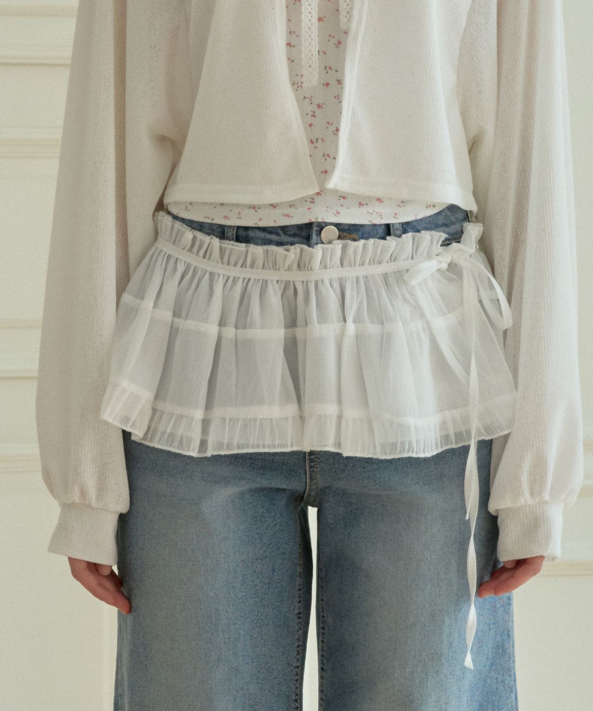 핑크파인애플(PINK PINEAPPLE) BLUSH MINI LAYERED WRAP SKIRT_WHITE