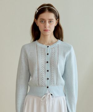 DEWY PUNCHING KNIT CARDIGAN_SKY BLUE