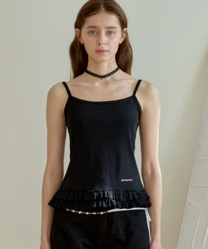 SIMPLE FRILL TIERED TOP_BLACK