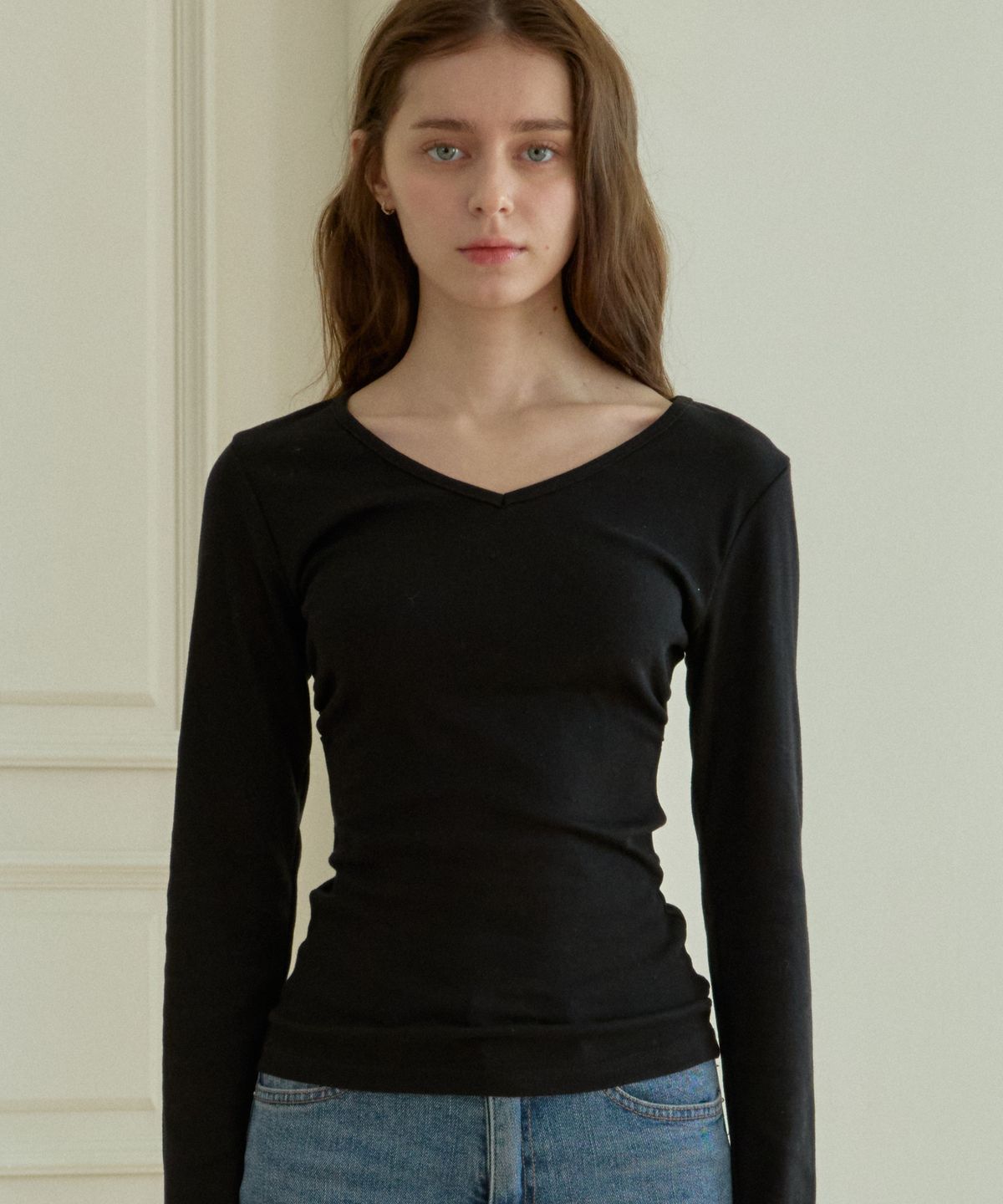 핑크파인애플(PINK PINEAPPLE) TENDER SHIRRING T-SHIRT_BLACK