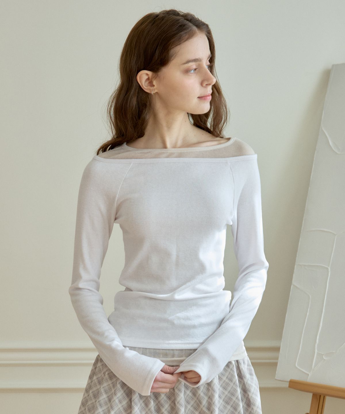 핑크파인애플(PINK PINEAPPLE) DEAR DOUBLE LAYER T-SHIRT_IVORY