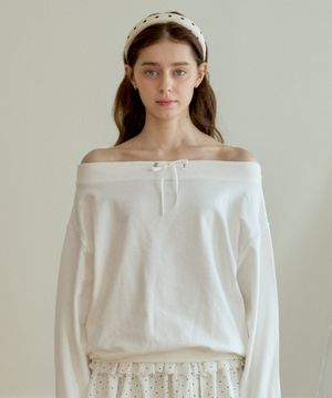KNOT OFF-SHOULDER SWEATSHIRT_IVORY