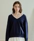 DEW LACE V-NECK SWEATSHIRT_NAVY