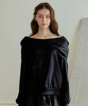 BUD TWO-WAY HOOD SWEATSHIRT_BLACK