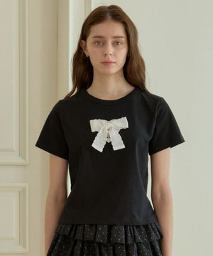 SWEET RIBBON HALF T-SHIRT_BLACK