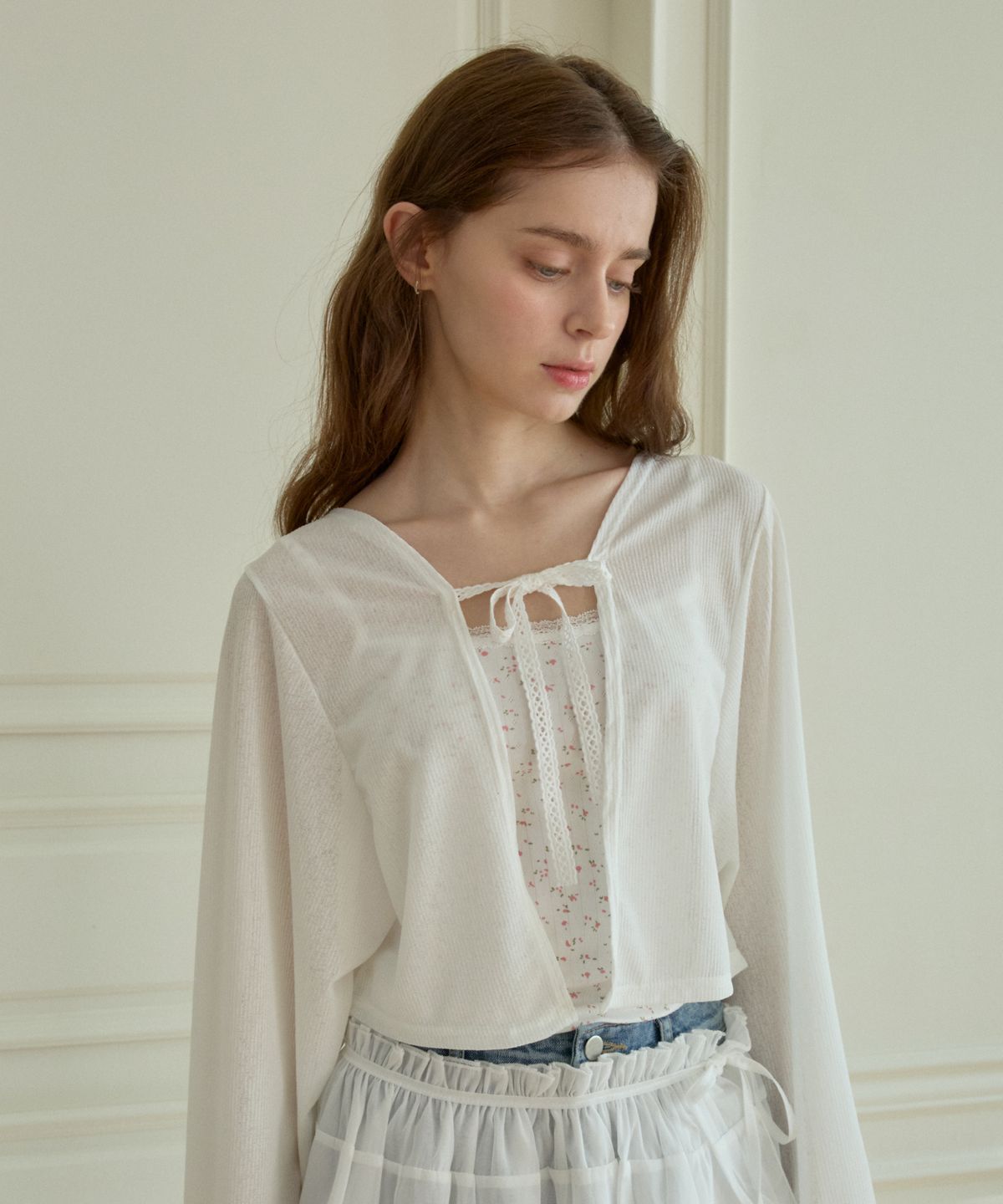 핑크파인애플(PINK PINEAPPLE) LILLY RIBBON BOLERO_IVORY